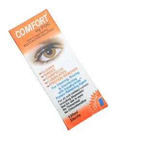 Comfort 120ml contact lens solution for all-day hydration.