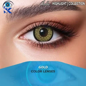 Bella Highlight Gold Contact Lenses in Pakistan – Golden Sparkle Eyes with Soft Limbal Ring by ISK Lenses
