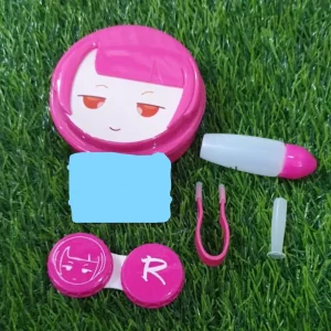 Dark pink Inked cartoon travel kit