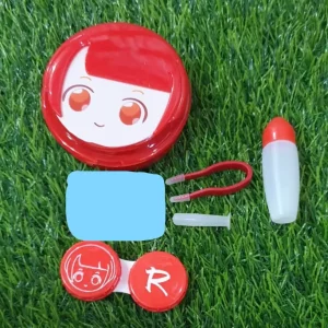 Inked cartoon contact lens travel kit