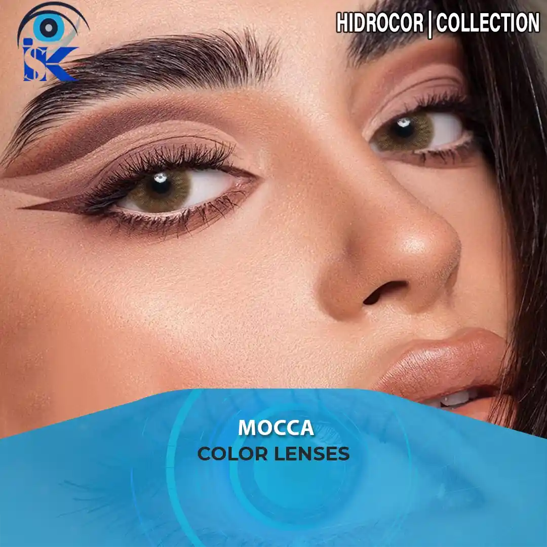 Hidrocor Mocca contact lenses in Pakistan – Premium borderless mocca brown shade – ISK Lenses