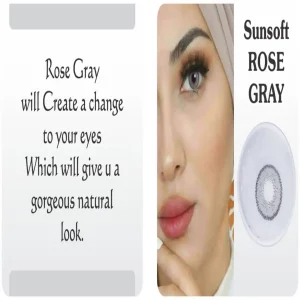Sunsoft Rose Gray contact lens – gray eyes with a rosy undertone