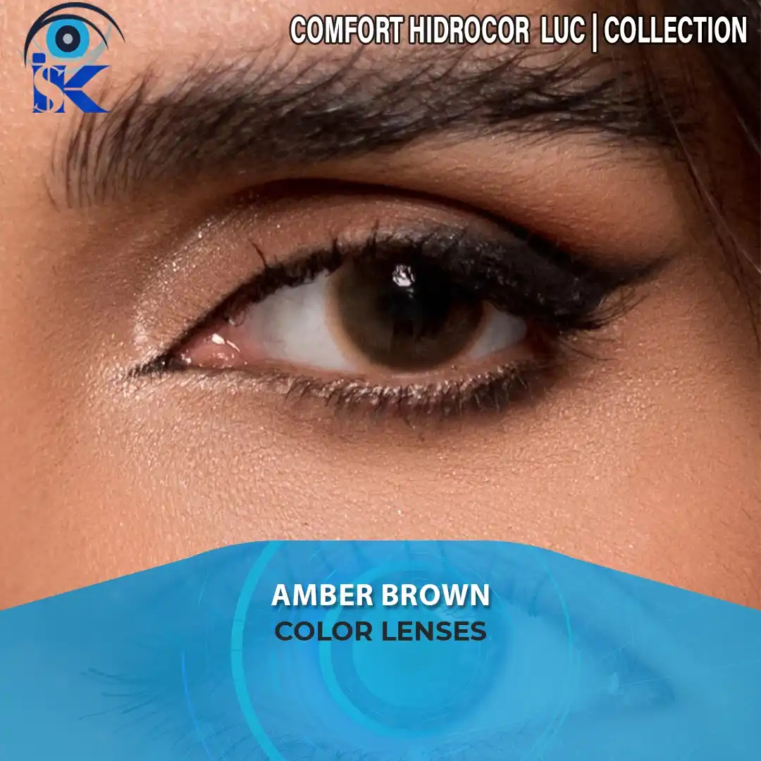 Hidrocor Amber Brown contact lenses in Pakistan – premium natural brown – ISK Lenses