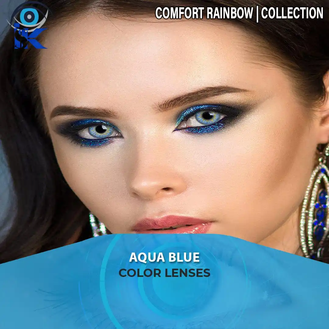 Comfort Rainbow Aqua Blue contact lenses in Pakistan – premium multi tone aqua blue – ISK Lenses