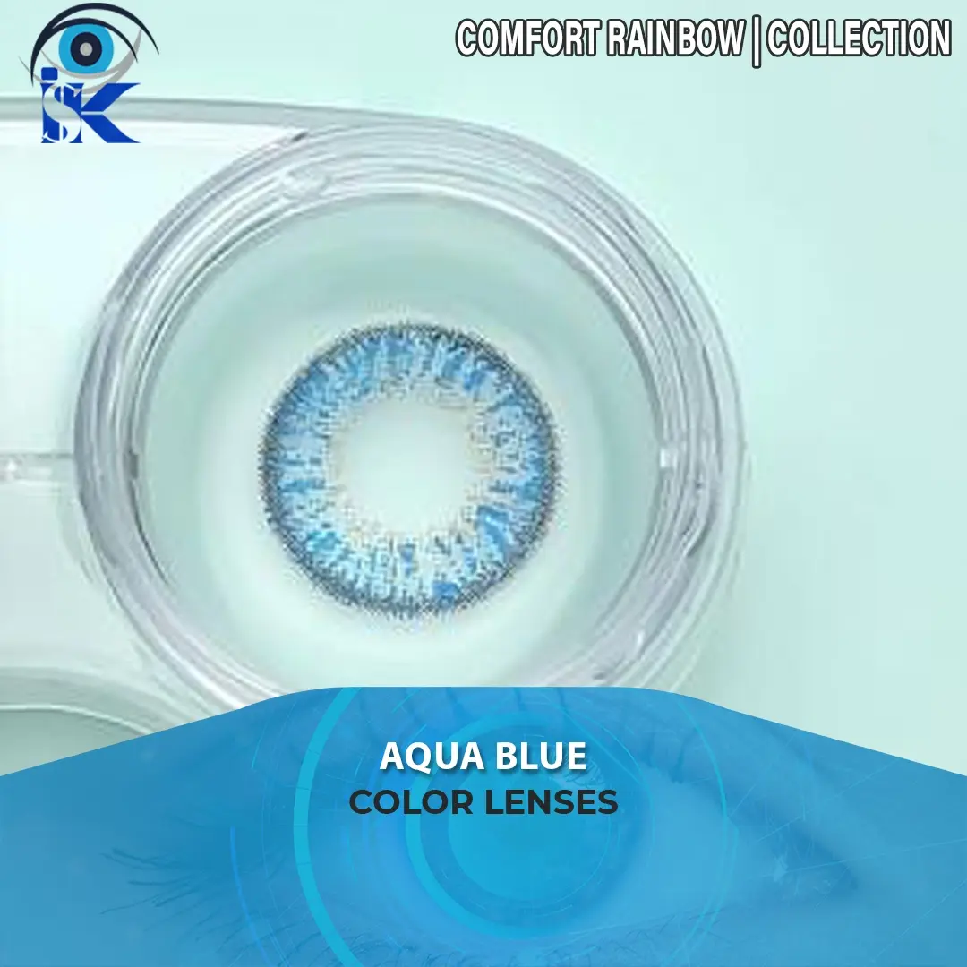 Comfort Rainbow Aqua Blue contact lenses in Pakistan – premium multi tone aqua blue – ISK Lenses